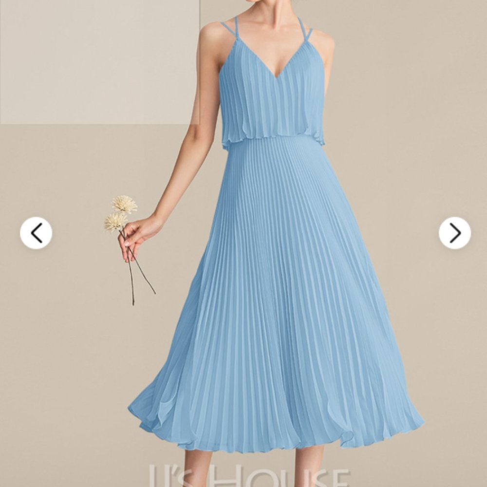 Stunning A-Line light blue bridesmaid dress